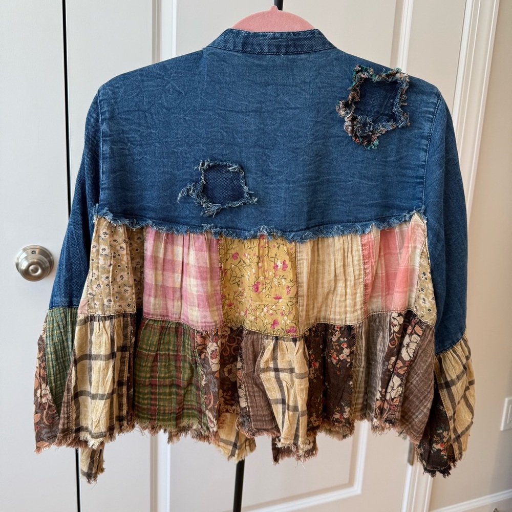 Young Threads Patchwork Cotton Jacket, Cropped, Xl - image 2